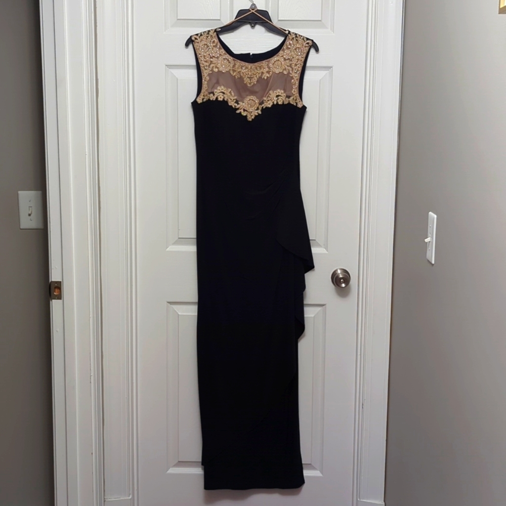 Women's size 8 navy and champagne evening dress